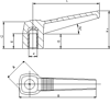 Obrázek z Upínací páka se závitem M16, délka 100 mm, PA+GF, černá 