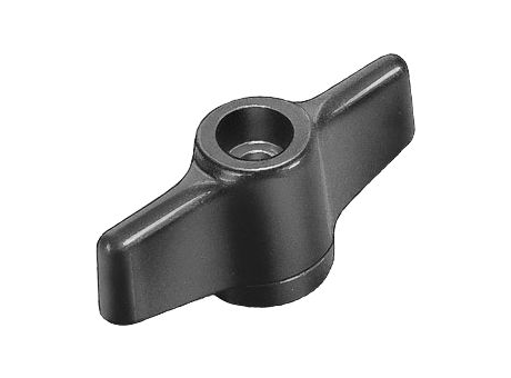 Obrázek Matice dvoukřídlá s otvorem skrz, PA+GF, černá