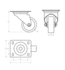 Obrázek z Průmyslové kolečko otočné, s deskou, bez brzdy, ø125, PA disk, kuličkové  ložisko, PA (sp) -- Doprod 
