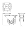 Obrázek z Průmyslové kolečko otočné, s deskou, s brzdou, ø100, PA disk, kluzné ložisko, PA -- Doprodej 