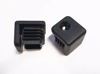 Obrázek Zátka jeklu čtvercová 25x25x1,5-2.0mm s podložkou a mont. otvorem černá - Doprodej